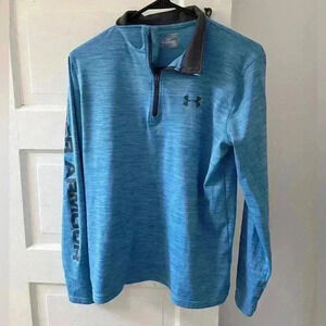 Blue long sleeve under armor heat gear quarter zip sweat shirt
